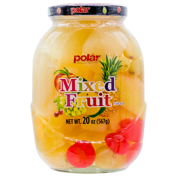 MW Polar Mixed Fruit in Light Syrup, glass jar 20oz (Pack of