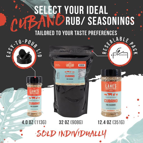 Lane's Cubano Cuban Seasoning Rub, All-Natural Cuban Spice Blend, Perfectly Balanced Taste for Your Favorite Hamburgers