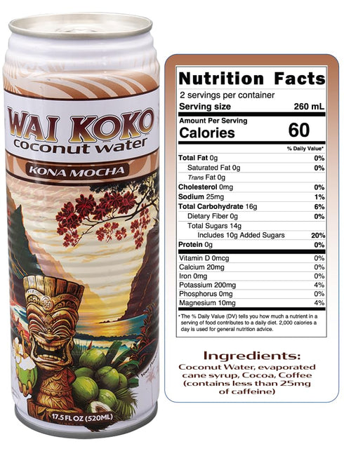 17.5 oz (12pk) Wai Koko Coconut Water - KONA MOCHA, fl