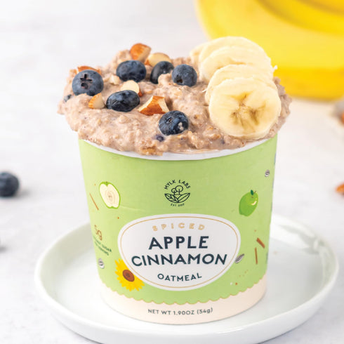 6 Pack Mylk Labs Apple Cinnamon Protein Oatmeal Cups, Whole Grain, Low Sugar, High Fiber Breakfast with Superfoods