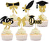 Morndew 24 PCS Graduation Done and Doctoral Cap Cupcake Toppers for Party Decorations