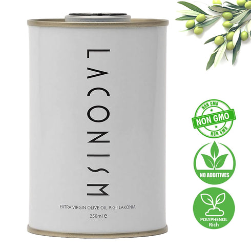 Pack 2 2X250ml of Extra Virgin Olive Oil Tin, Great Taste Cold Pressed, Intense Flavor, Contains Polyphenols Rich Olive