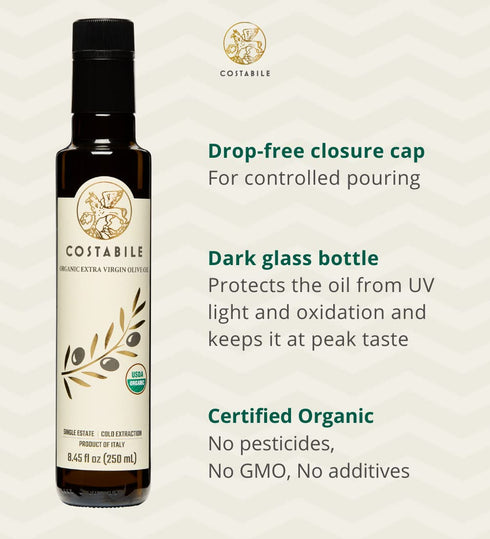 Classic Blend Polyphenol Rich Olive Oil and Basil Infused EVOO. For healthy everyday cooking and for gourmet food