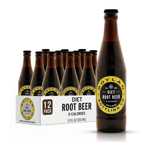 Boylan Bottling Craft Diet Root Beer 12oz Glass Bottle (12 Pack, Diet