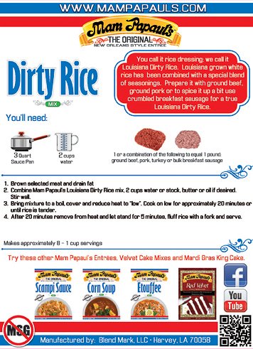 8 oz, Mam Papaul's Louisiana Dirty Rice Mix - Authentic New Orleans Creole Dirty Rice Seasoning with Trinity Flavor