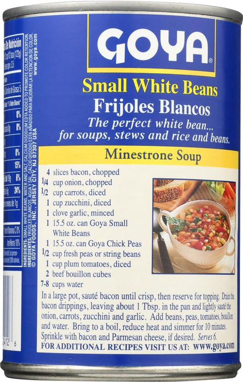 15.5 Oz. Pack 6. Goya Small White Beans Habichuelas Blancas