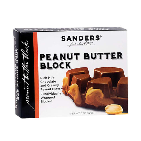Sanders Milk Chocolate Covered Peanut Butter Block, Gift Box of 2 Individually