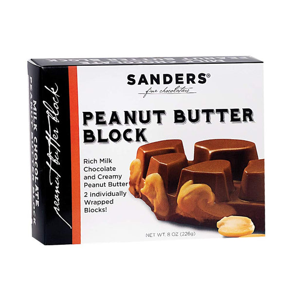 Sanders Milk Chocolate Covered Peanut Butter Block, Gift Box of 2 Individually