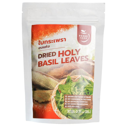 NESAR FOOD 20 (0.71 oz Pack 1) Premium Thai Holy Basil Leaves, Dried, Essential Thai Herbs and Spices ingredient