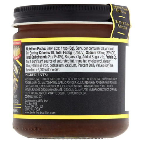9.5 38 8 OZ Better Than Bouillon Premium Mushroom Base, Made from Seasoned & Concentrated Mushrooms, Makes Quarts