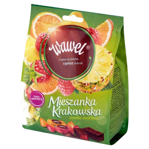 Wawel Mieszanka Krakowska Chocolate Covered Jelly Candy - Lemon Orange Pineapple and Raspberry
