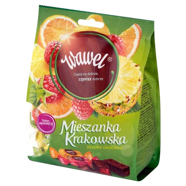 Wawel Mieszanka Krakowska Chocolate Covered Jelly Candy - Lemon Orange Pineapple and Raspberry