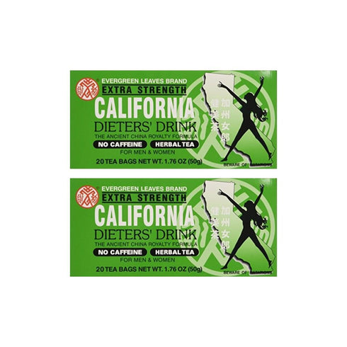 Evergreen Leaves California Dieters' Drink Extra Strength Tea (Pack of 2 20-Count Boxes)
