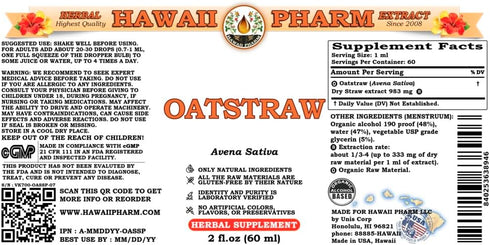 Hawaii Pharm 2 fl.oz Oat Straw Alcohol-Free Liquid Extract, Professional Grade, Small Batch Crafted Oats Straw (Avena