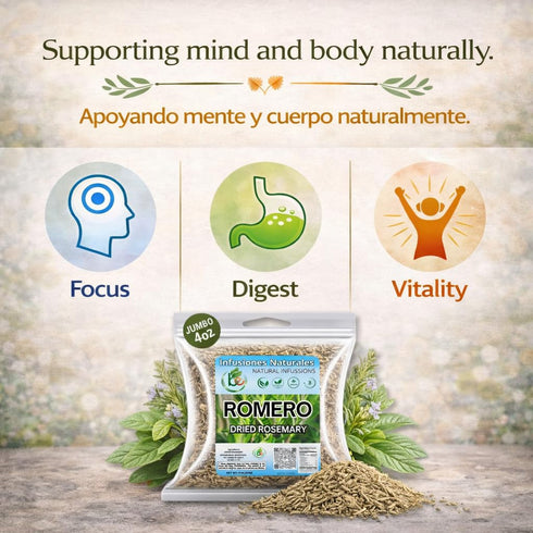 4 oz (113g) Romero Dried Rosemary Leaves Premium Whole Herbs for Cooking & Tea All-Natural, Non-GMO, Gluten-Free Hoja