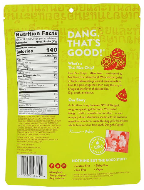 3.5 OZ Dang Thai Chili and Lime Rice Chips