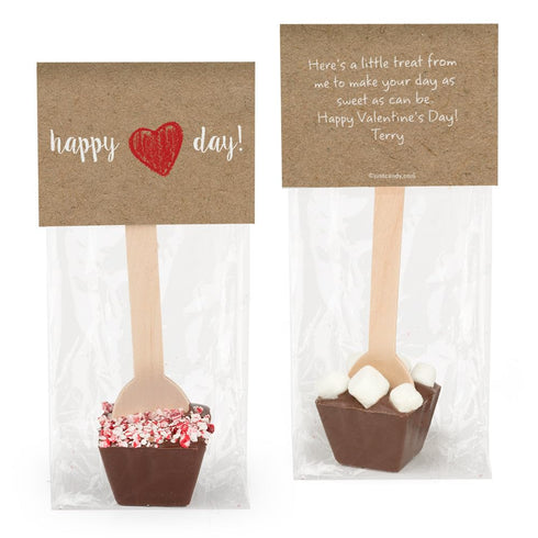 12ct Personalized Valentine's Day Favors Hot Chocolate Spoons Gourmet Dark Chocolate with