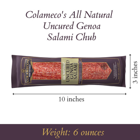 6 oz (Pack 1, Colameco's All Natural Uncured Salami Chub - Authentic Italian Flavor, Humanely Raised - Gluten-Free