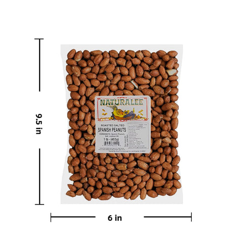 1 lbs Naturalee Peanuts, With Skin Spanish Peanuts - Roasted & Salted - Heart Health, High Protein