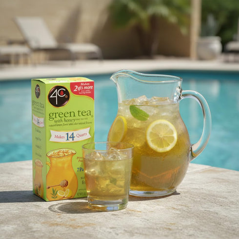 4C Packs, 8 Pack, 14 2 Packet Pitcher Green Tea Makes Quarts, Sugar Free Powder Drink Mix, Refreshing Water Flavorings