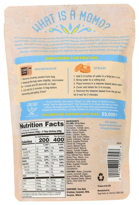 Deep Indian Kitchen 7.8 , Momo Dumpling Butter Chicken, Ounce