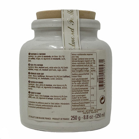 Edmond Fallot 8.8 Old Fashion Grain Mustard Stone Jar - Ounces