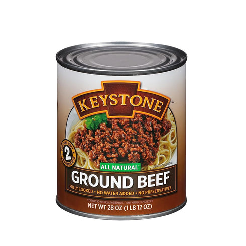 28 oz 5-Year Pack 3 Keystone Meats All Natural Heat and Serve Ground Beef Fully Cooked Canned Meat Ready to Eat Shelf