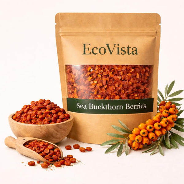 Ecovista Premium Dried Sea Buckthorn Berries 4 oz, Whole Natural Himalayan Berries,