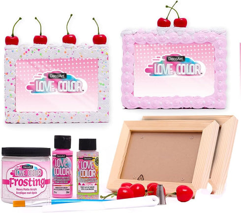 DecoArt Love Color Craft Kit Fake Cake Frosted Picture Frames DIY Craft
