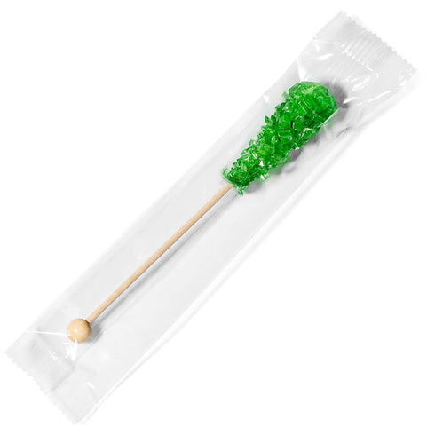 36 Candy Envy - Green Caf Sugar Sticks Mini Rock Candy - Individually Wrapped Drink Stirrers - Lime Flavored