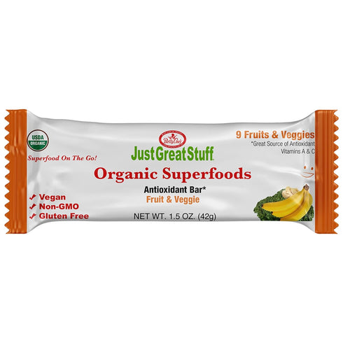 Just Great Stuff Organic Protein Bars, Superfood Fruit and Vegetable Bars, Gluten