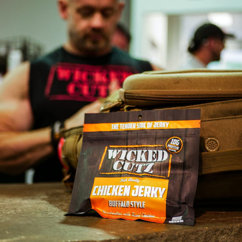 27g (2 Wicked Cutz Buffalo Chicken Jerky, Protein Per Bag, Tender & Easy to Chew Alternative to Chicken Sticks, USA