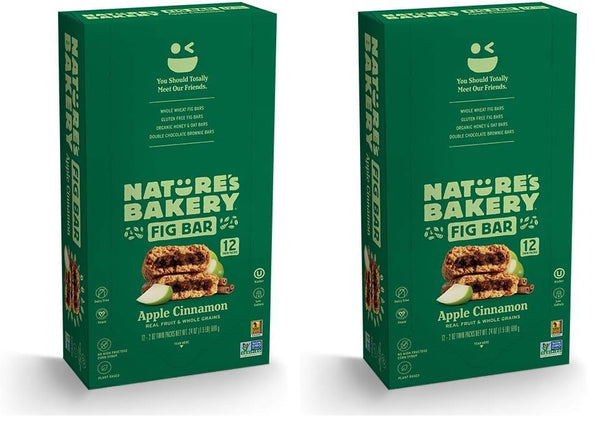 Nature's Bakery Whole Wheat Fig Bar, Vegan + Non-GMO, Apple Cinnamon (12