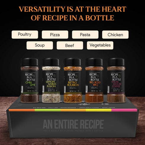 Set 5x 3oz (Packaging Spice Box Gift Bottles | Premium Blends With Recipe Cards | Best Gift for Foodies | Recipe in a