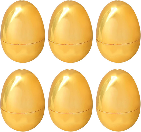 inheming 6 PCS Gold Eggs, Empty Plastic Easter Eggs, Fillable Eggs for Candy,