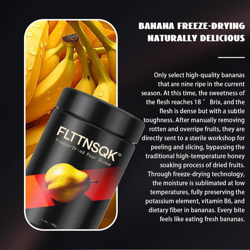 FLTTNSQK 150g/5.3oz 1 Freeze-Dried Banana Diced, Fruit Snacks with Ingredients, No Sugar Added, Cube for Drink, Baking