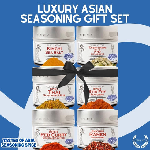 Set Pack GLP-1 Asian Seasonings Gourmet Gift | Tastes of Asia | Artisanal Spice Blends Six | Non GMO, All Natural | No