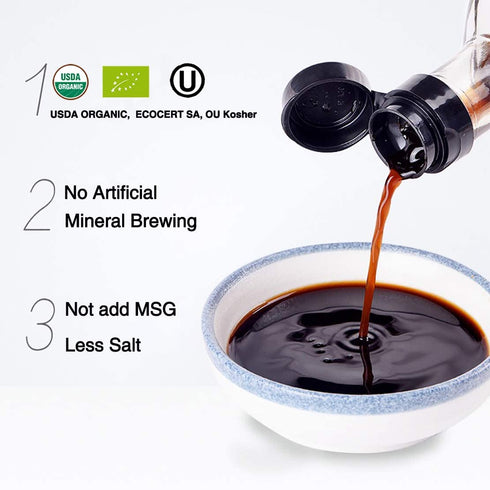 10.14 oz(300ml) YUHO Organic Black Vinegar Less Salt, Kosher Great for Dumpling, Stir-fried Vegetables, Pork Belly