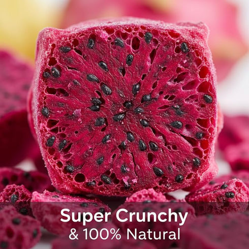 WildSap Emeralds 7.7oz (218g) 100% Freeze Dried Red Dragon Fruit Dices - Value Size Jar, Red Pitaya, No Sugar Added