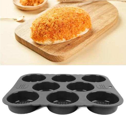 WIHFHGZ 8 Hamburger Bun Cavity Silicone Bakery Pan, Heat Non Stick, Easy Release for Kitchen Baking - Durable Reusable