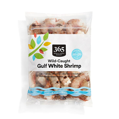 365 by Whole Foods Market , Wild White Gulf Shrimp 16/20, Frozen, 32 Ounce Value Pack