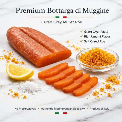5 oz, Smeralda Bottarga di Muggine Whole Bottarga from Sardinia, Italian Grey Mullet Roe, Traditional Dried Fish Roe