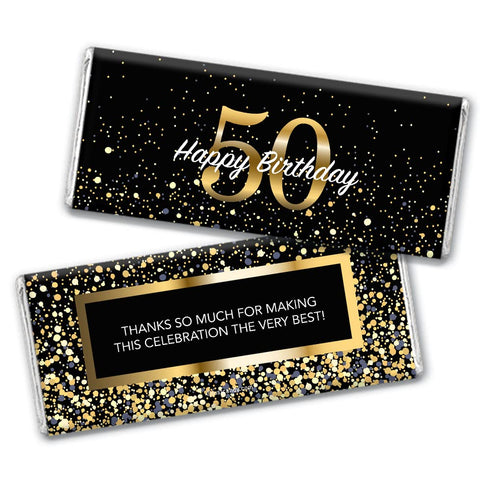24ct 50th Birthday Party Favors - Custom Wrappers for Chocolate Bars (24 Count) - Candy Not Included