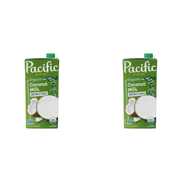 Pacific Foods Organic Unsweetened Coconut Milk, Plant Based Milk, 32 oz Carton,