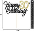 PALASASA Black Gold Glitter Happy Birthday Cake Topper - 30th Anniversary/Birthday Party Decoration