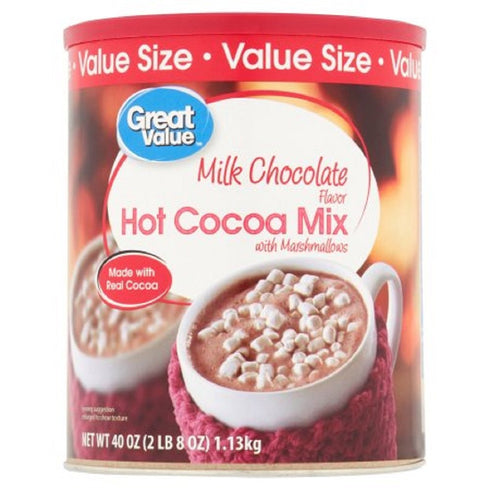 Great Value Pack 4 40 oz of - Hot Cocoa Mix, Milk Chocolate with Marshmallows, Value Size