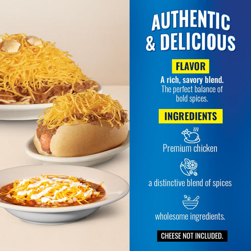 14 oz Skyline Chili Chicken Chili Authentic Cincinnati-Style Recipe in Microwavable Pouches Perfect for Cheese Coneys