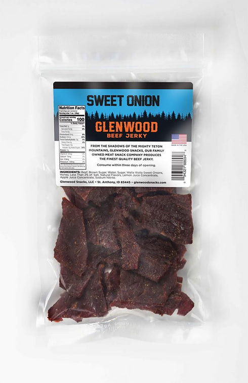 Glenwood Snacks 9 Glenwood Beef Jerky Sweet Onion Meat Snack Ounce, Sweet Beef Jerky with Walla Walla Onion, Made