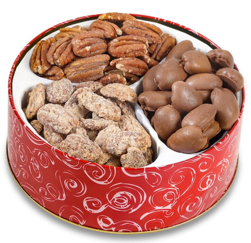 ComfortneSS Mascot Pecan Candy Kitchen Since 1955 - Snowman Gift Tin Basket Full