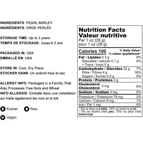 2 Food to Live - Pearl Barley, Pounds Processed Hulled Barley, Cereal Grain, Kosher, Vegan, Bulk. Cooks Faster than